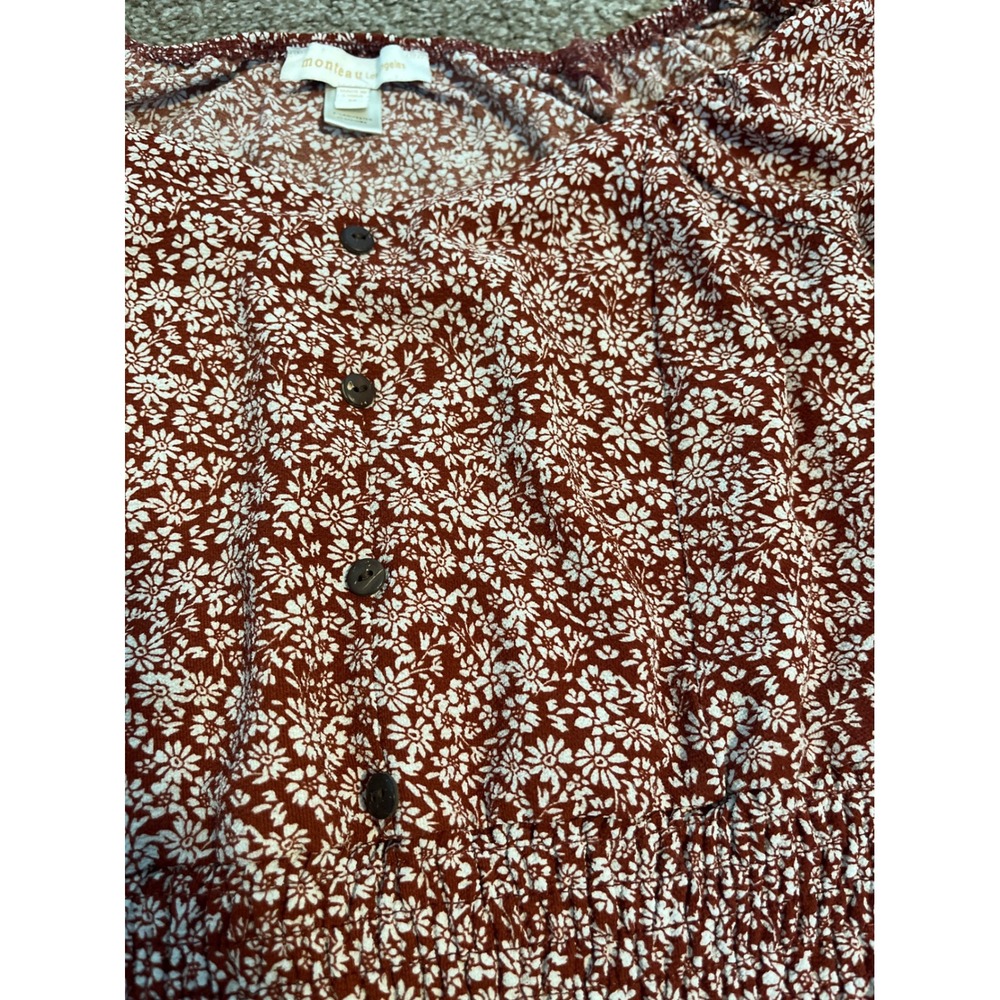 Montea U Los Angeles Floral Print Square Neck Smocked Crop Top Women's M - Picture 3 of 3